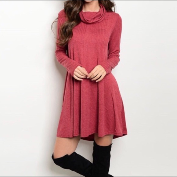 SOLD OUT! Long Sleeve Cowl Neck Dress - Picture 3 of 4