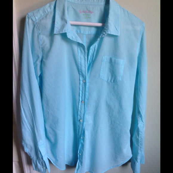 Lilly Pultizer Aqua cotton button down