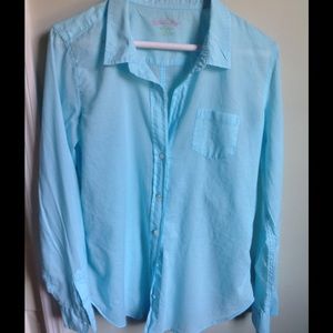 Lilly Pultizer Aqua cotton button down