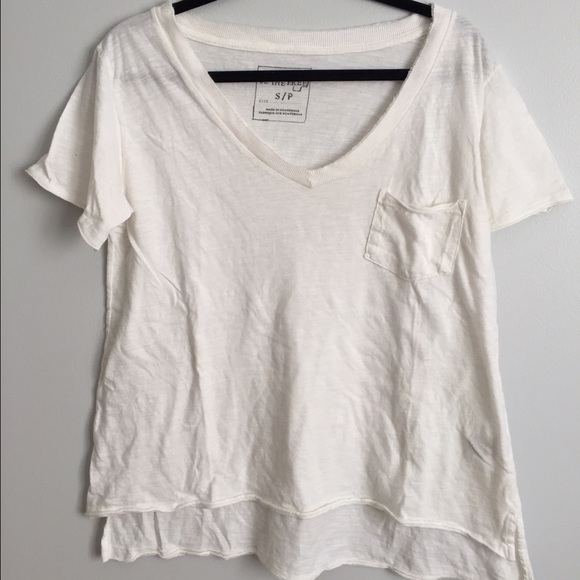 Free People White Cotton Pocket Tee