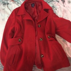 Gorgeous red Gap pea coat
