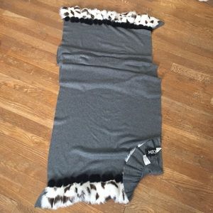 Cashmere scarf with authentic Rabbit/ Mink trim.