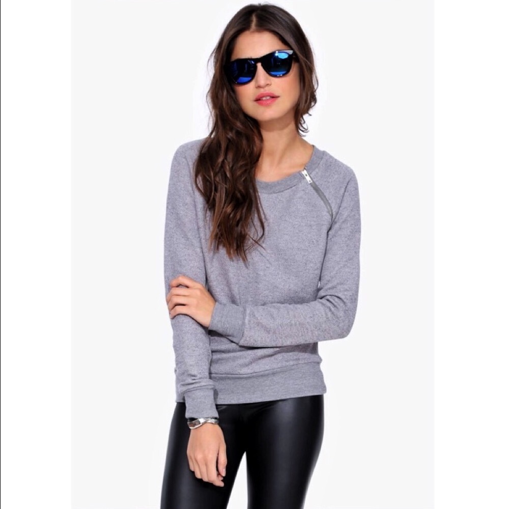 raglan zipper trimmed sweatshirt