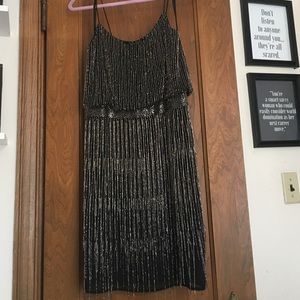 Adriana Papell Short Bead Fringe Dress