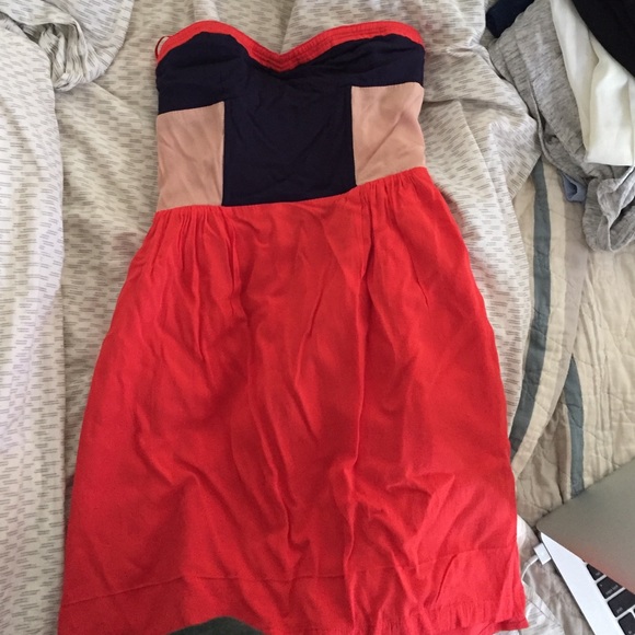 Colorblock strapless dress
