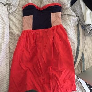 Colorblock strapless dress