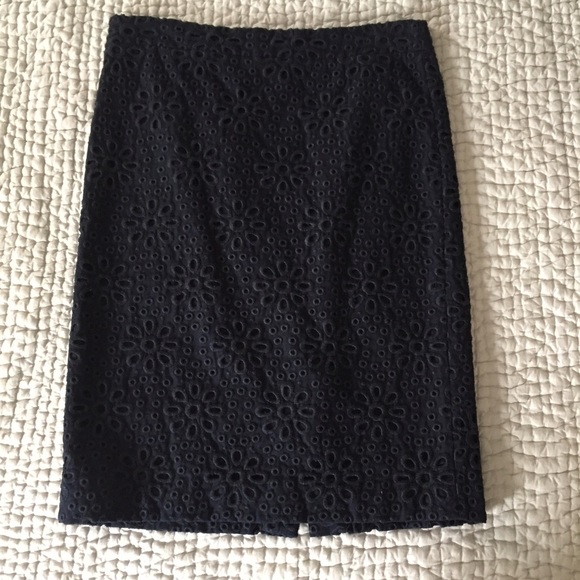 J. Crew Dresses & Skirts - J. Crew eyelet no. 2 pencil skirt navy size 4