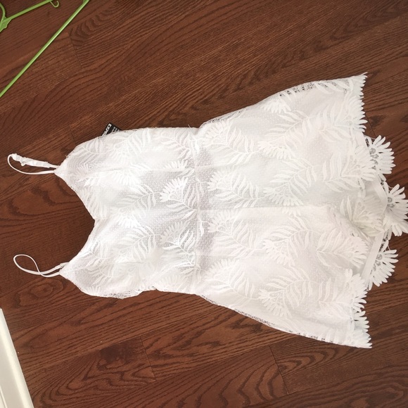 Express white floral lace romper
