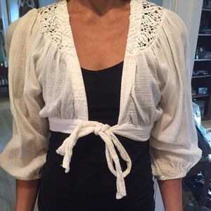 Joie wht cotton gauze shrug