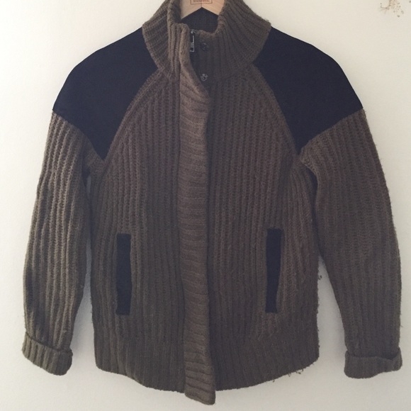Madewell olive green zip sweater-jacket