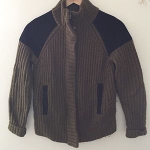 Madewell olive green zip sweater-jacket