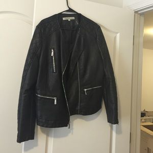 Black leather jacket with zippers