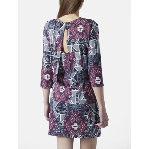 Topshop Geo Print Overlay Dress Size 8 - Picture 1 of 4