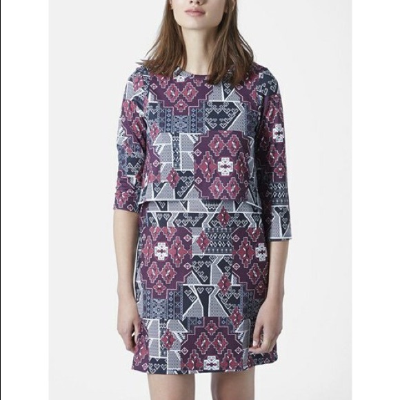 Topshop Geo Print Overlay Dress Size 8 - Picture 2 of 4