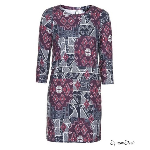 Topshop Geo Print Overlay Dress Size 8 - Picture 3 of 4