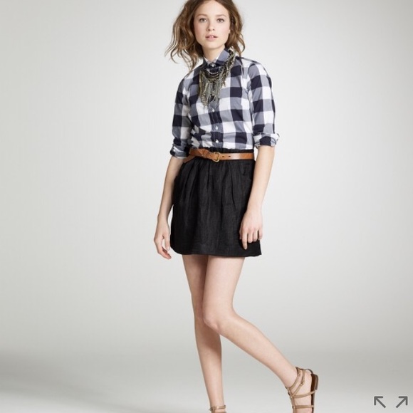 JCREW 4 Linen charter skirt black