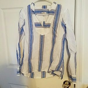 J.Crew white and blue striped tunic