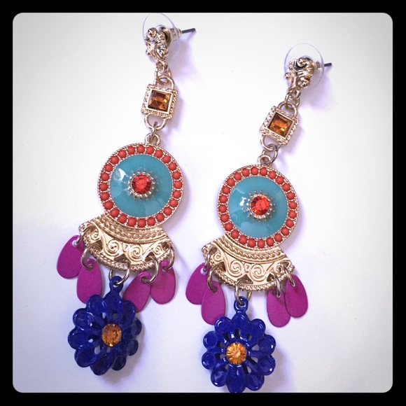 NEW! Colorful Summer Earrings! Pink, blue, green