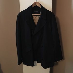 Black Nylon Double Breasted Rain Jacket