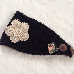 Embellished Flower Knitted Head Wrap NWT