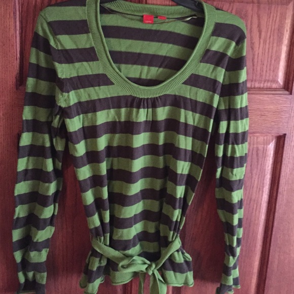 Striped Belted Sweater