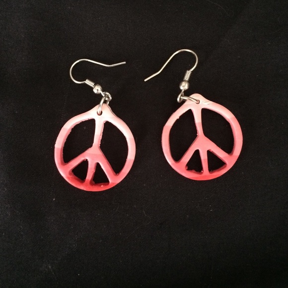 Pink ombré peace sign earrings