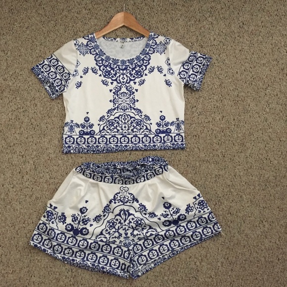 Cropped top and shorts