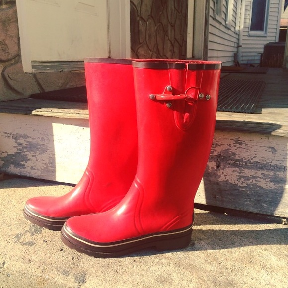 kate spade size 7 poppy red rain boots
