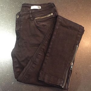 Anine Bing Charcoal Jeans with Zips