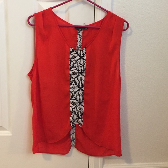Orange sleeveless blouse