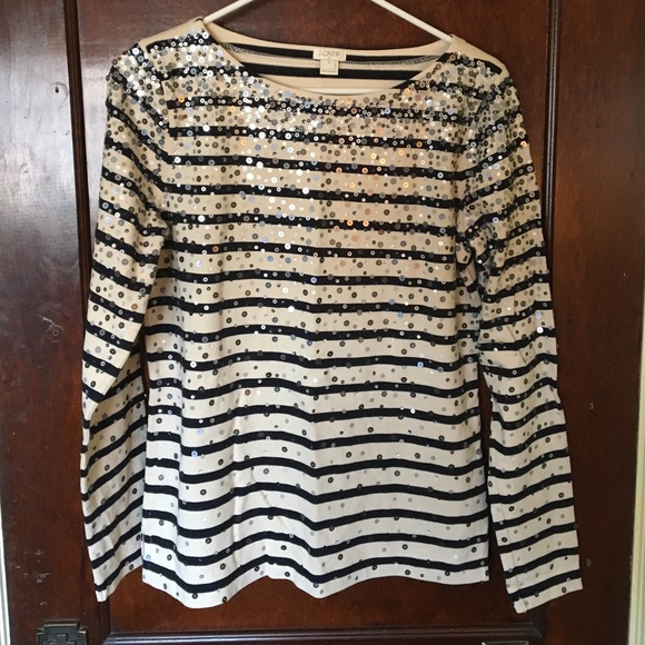 Sequined striped shirt from J Crew.