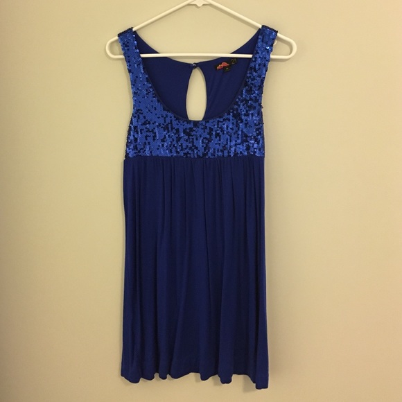 Forever 21 Blue Sequin Sleeveless Dress Size M