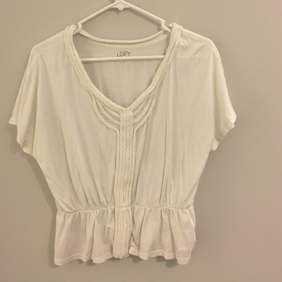 LOFT White/Cream Top w/Rope Detail Size S - Picture 1 of 3