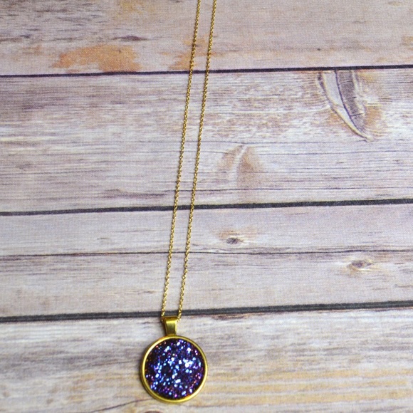 SOLD OUT! Purple Druzy Pendant Necklace - Picture 2 of 4