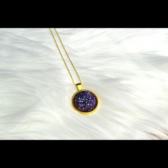 SOLD OUT! Purple Druzy Pendant Necklace - Picture 4 of 4