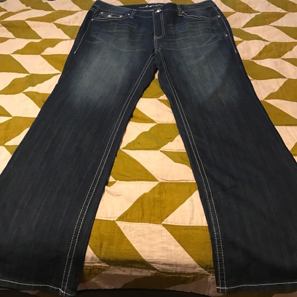 INC reg fit boot cut 18W jeans with jewel detail