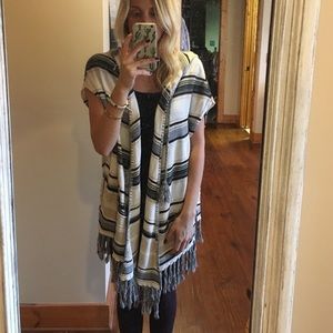 Hooded knit kimono sweater