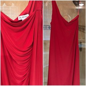 Red one shoulder cocktail dress 👗