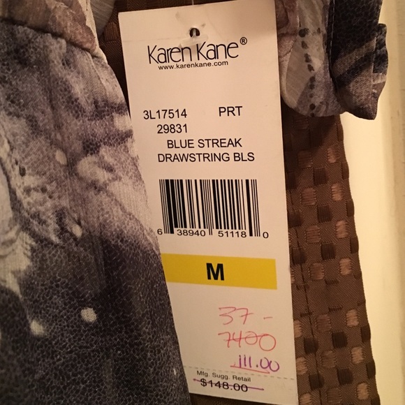 Sheer 100% silk Karen Kane top Size M - Picture 3 of 4