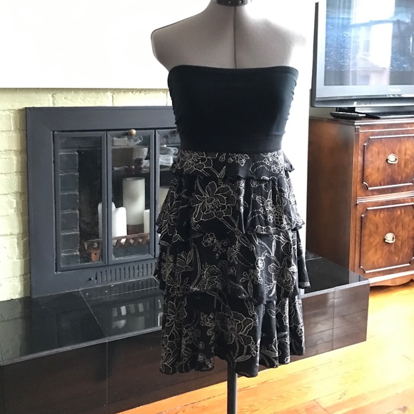 EXPRESS strapless dress, summer floral ruffles