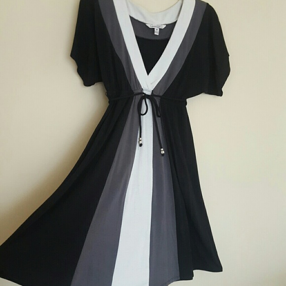Knee length dress - black/white/grey