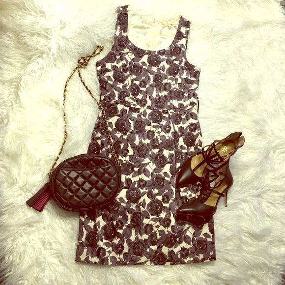 Floral dress grey, creme and black.
