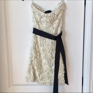 Zara White Rose Strapless Evening Mini