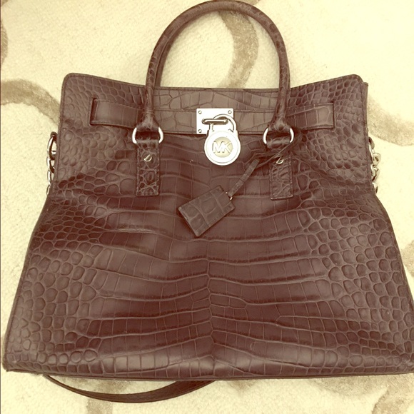 Rare Gray Crocodile Michael Kors Lrg Hamilton Tote - Picture 3 of 5