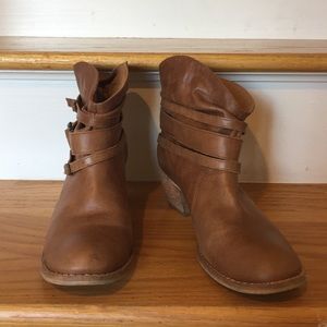 Brown leather boots