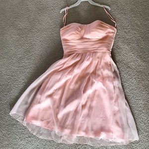 Pink chiffon knee length bridesmaid dress. Size 4