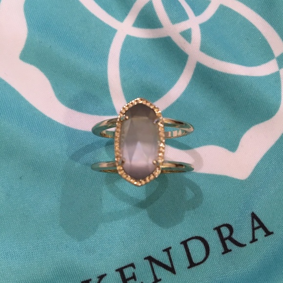 KENDRA SCOTT ELYSE RING GOLD + SLATE CAT'S EYE
