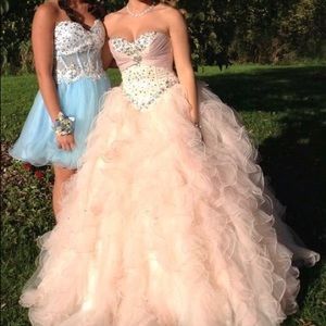 Prom dress, champagne, size 0, corset worn once