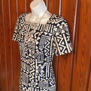 //Santa Fe\\ Navy & Ivory Sheath Dress