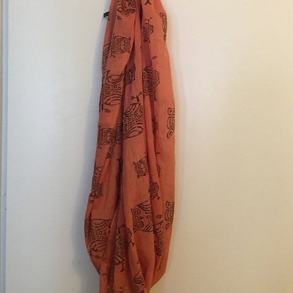 Orange Owl Infinity Scarf